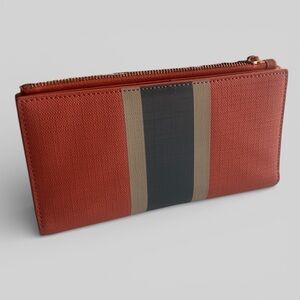 Dagne Dover vegan leather striped classic double snap ladies wallet zipper gold